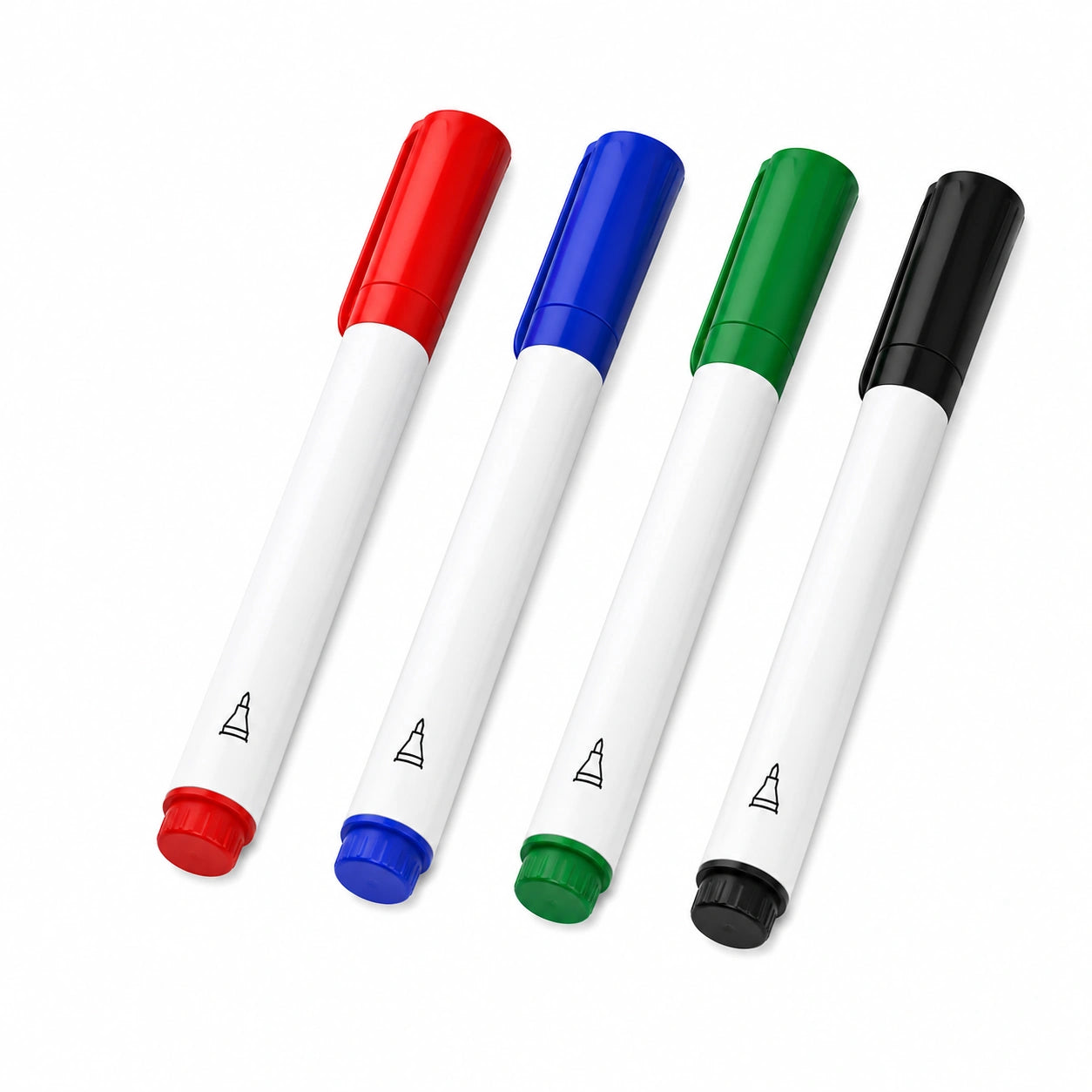Whiteboard Marker Set in Rot/Blau/Grün/Schwarz - 2mm Rundspitze