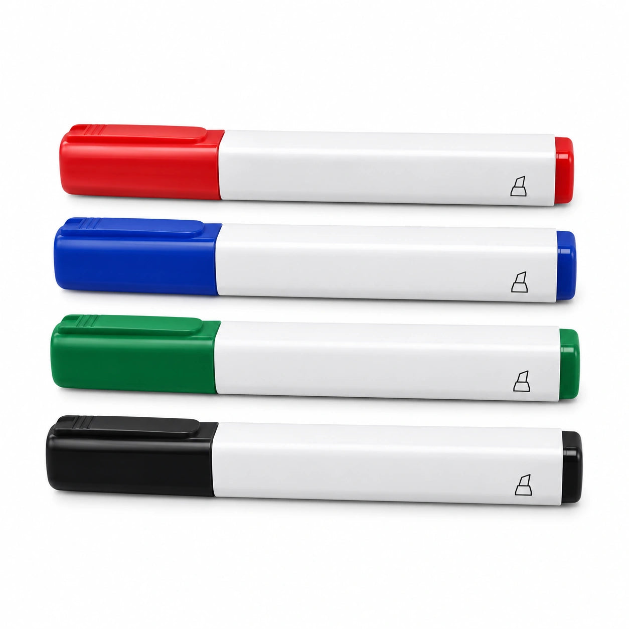 Whiteboard-Marker Set, 4 Farben: Schwarz, Blau, Rot, Grün