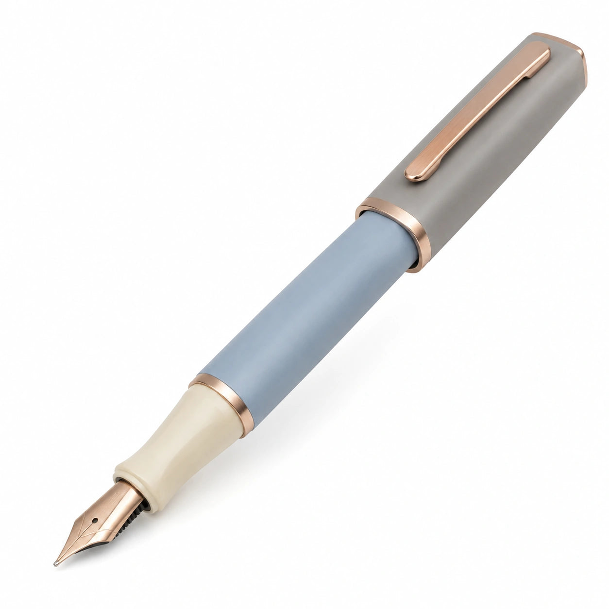 Eleganter Füllfederhalter Blau Grau Roségold