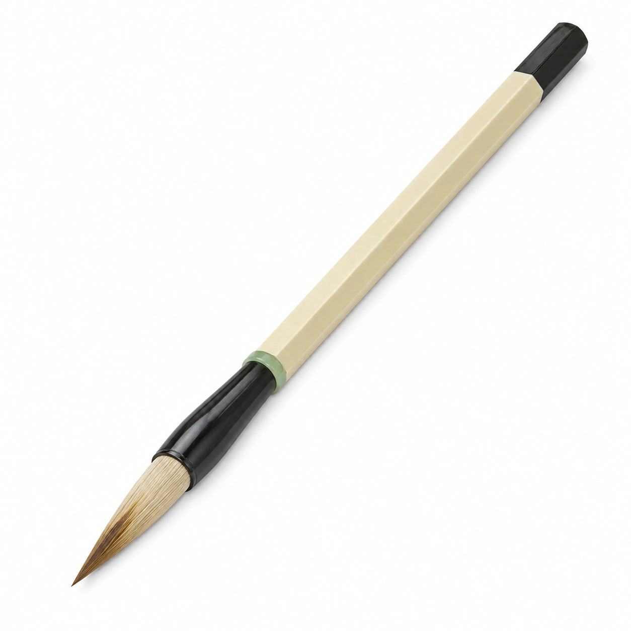 Traditioneller Kalligraphiepinsel mit weicher Spitze in Beige/Schwarz
