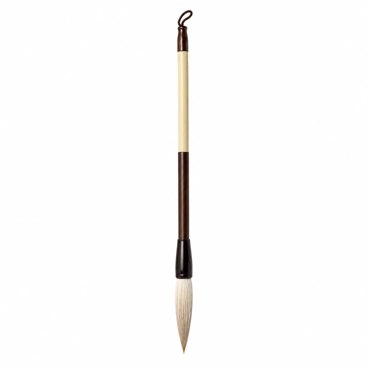 Traditioneller Chinesischer Kalligrafie-Pinsel mit langem Griff in Weiß/Braun