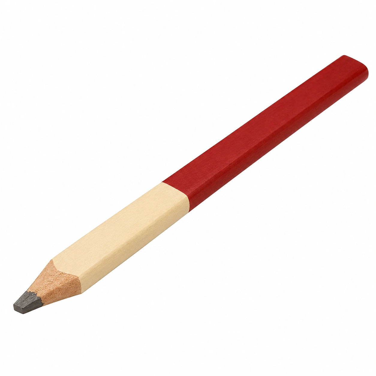Roter Tischlerstift mit Sechskantform