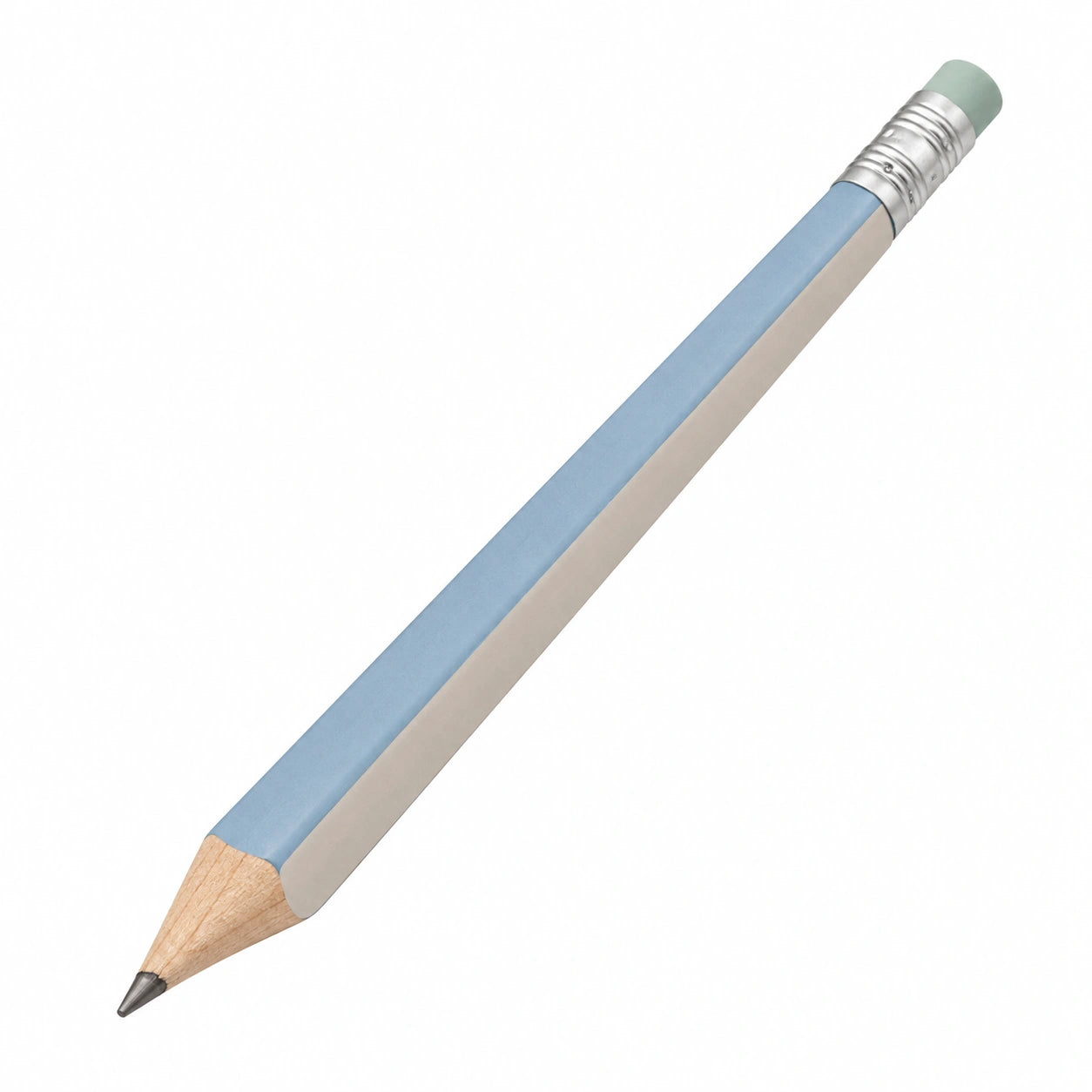Sechseckiger Bleistift mit Radiergummi, Blau und Beige