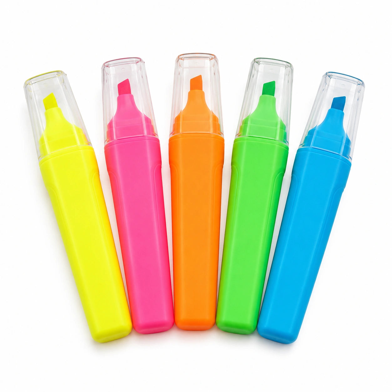 5er Set Textmarker in Neonfarben Gelb, Pink, Orange, Grün, Blau