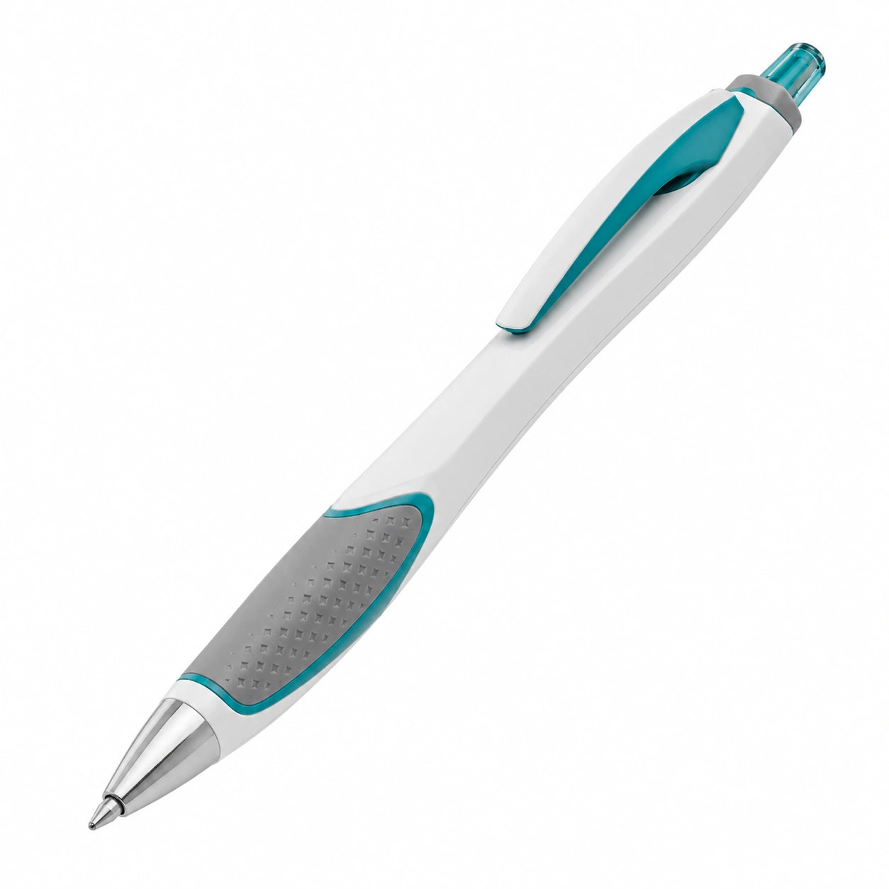 Ergonomischer Kugelschreiber Druckmechanik Weiß Grau Türkis 0.7mm