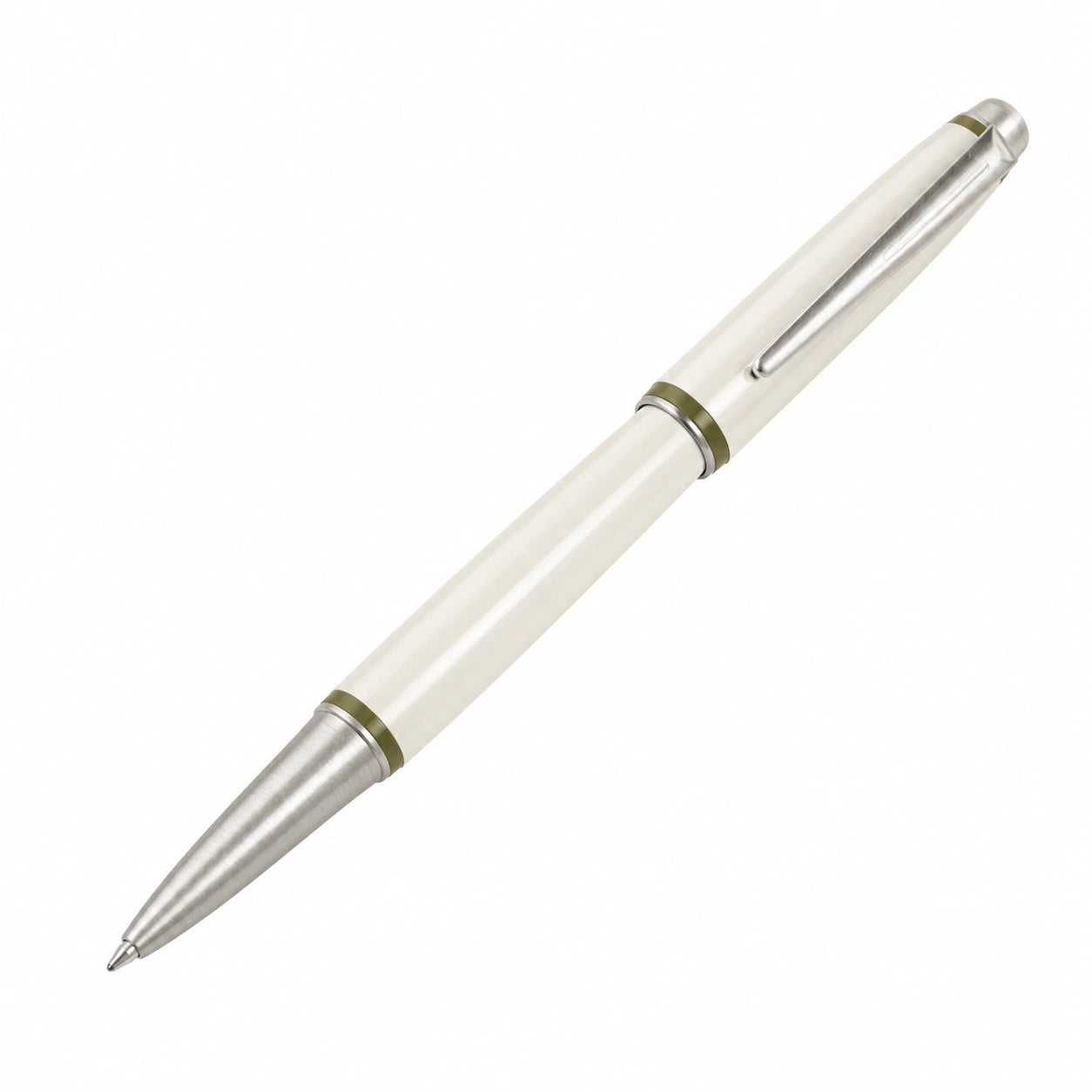 Eleganter Weißer Kugelschreiber mit Metallspitze und Nachfüllfunktion