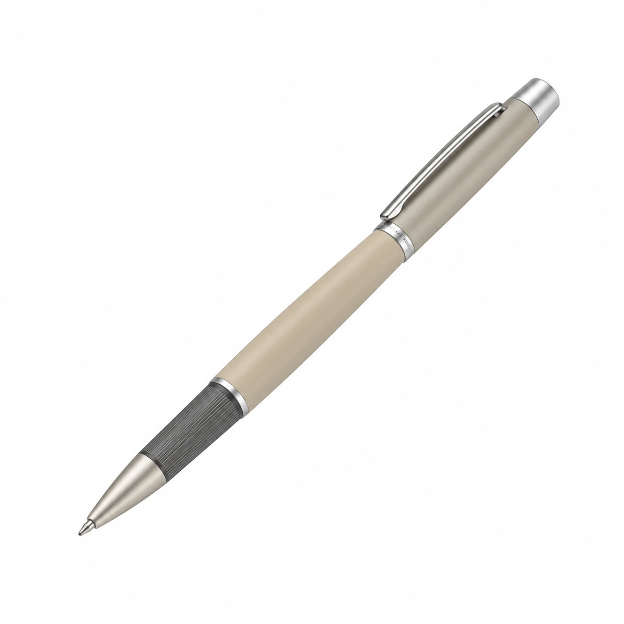 Kugelschreiber Beige und Schwarz mit Metallgehäuse